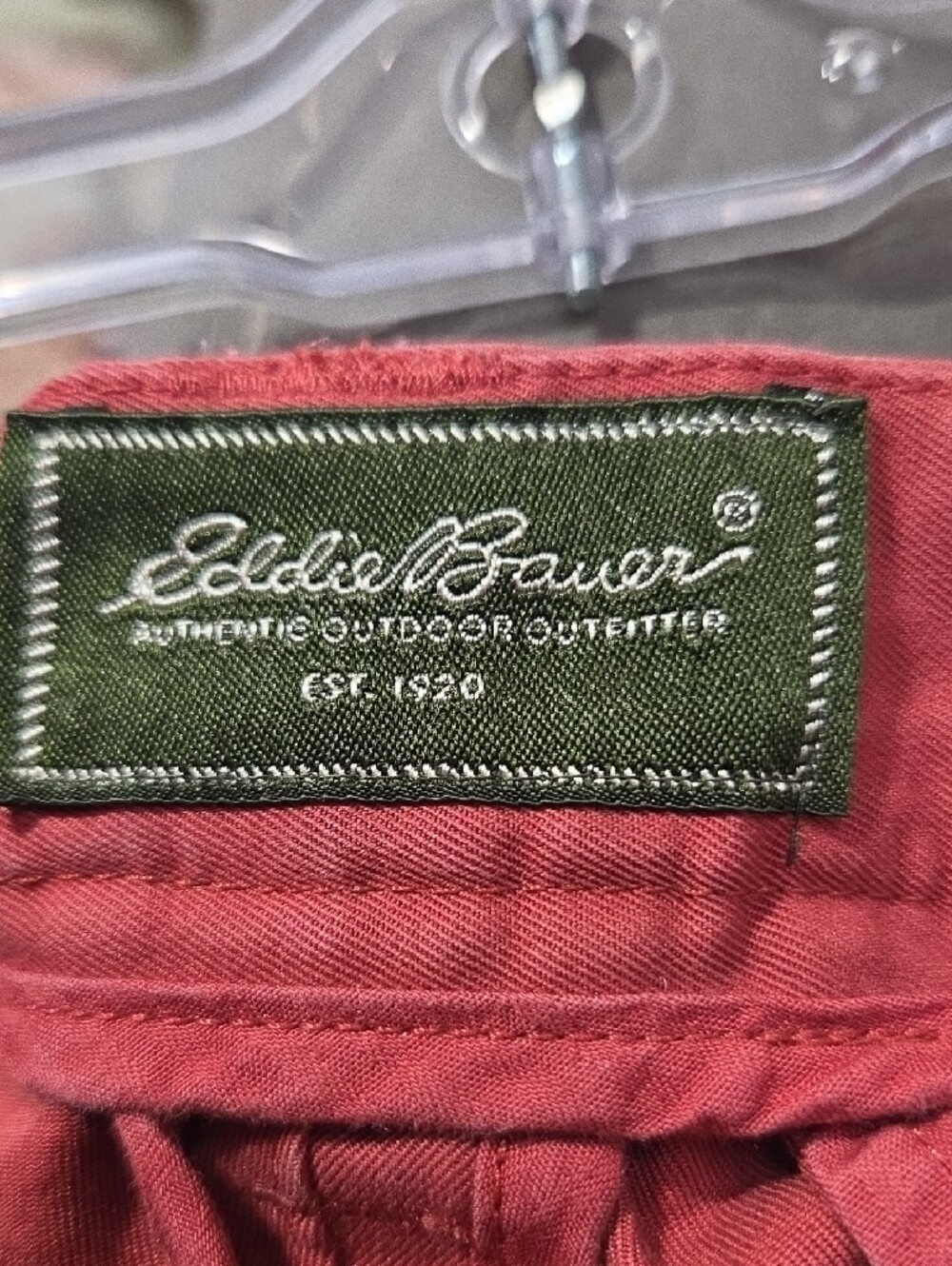 Eddie Bauer Men's Flat Front Shorts in Coral Red - Picture 2 of 9